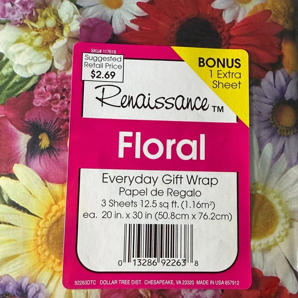 5/$25 VINTAGE Birthday Wrapping Paper Flowers